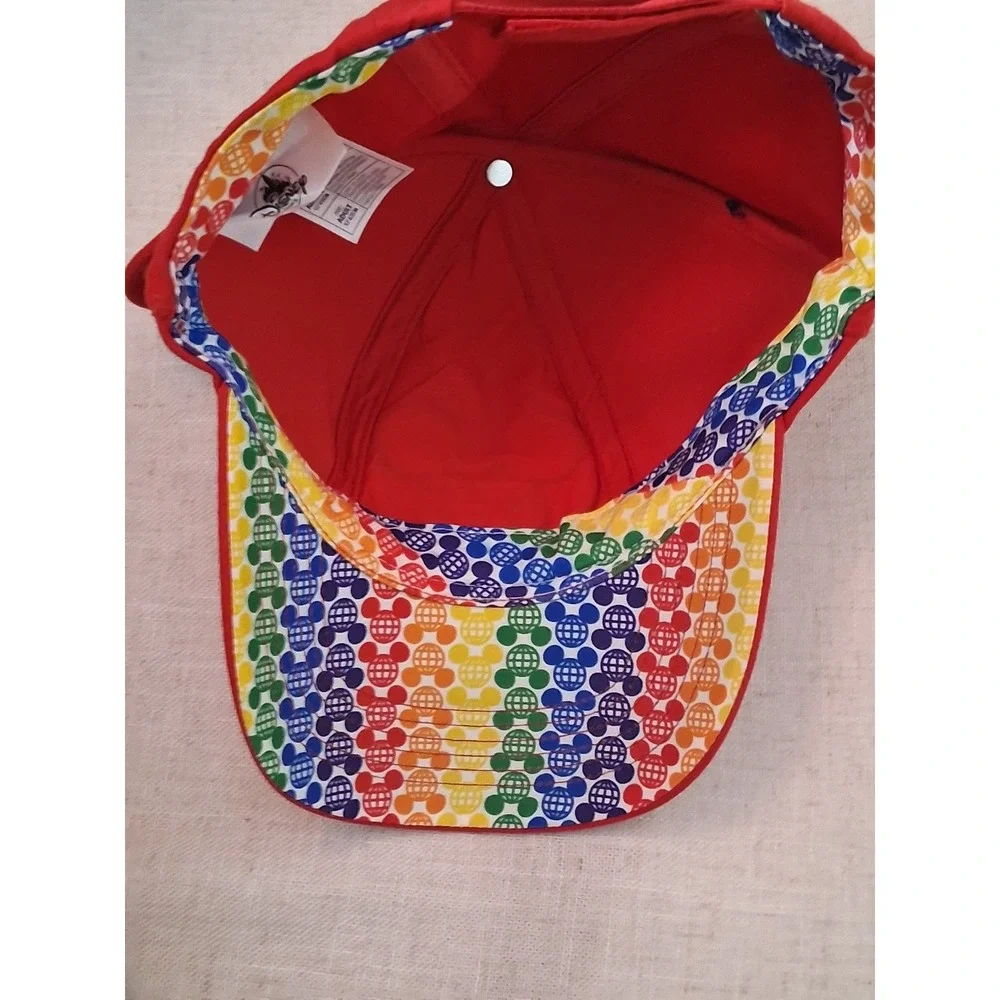 Disney Parks Mickey Mouse Pride Rainbow Ears Red Baseball Cap Hat Size Adult